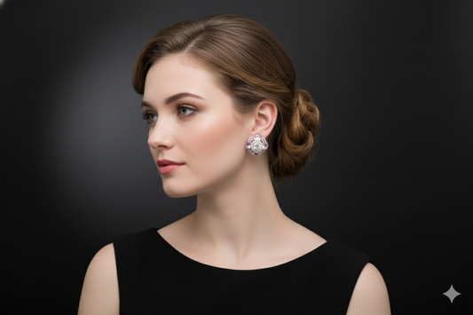 Blush Bloom CZ Crystal Stud Earrings