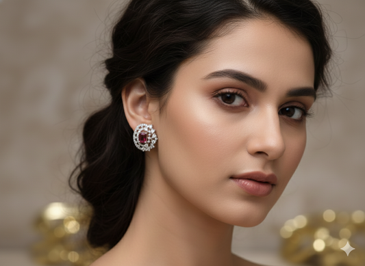 Crimson Radiance Cubic Zircon Statement Studs