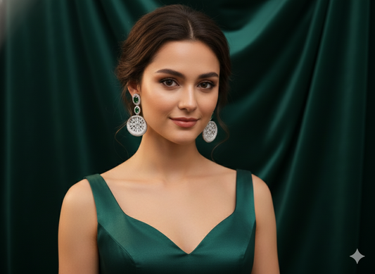 Classic Green Crystal Designer Earrings