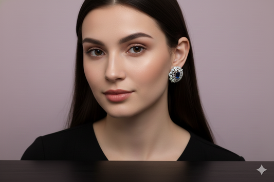 Oceanic Spark Blue Crystal CZ Studs