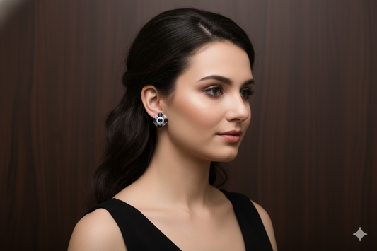 Midnight Blue CZ Crystal Stud Earrings