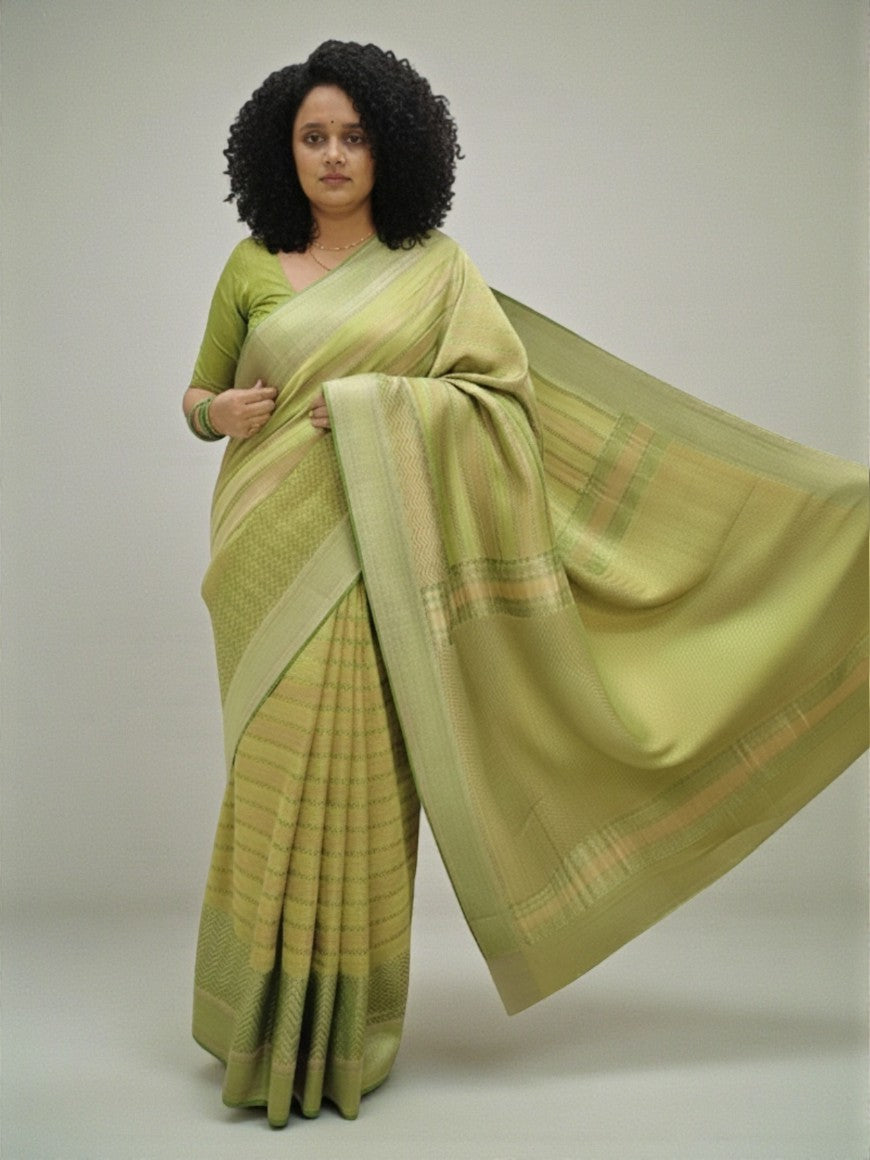 Harit Rekha Pure Crepe Banarasi Saree
