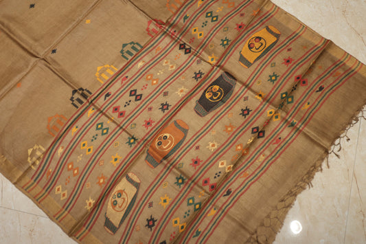 Pure Tussar Silk Saree with Woven Pallu