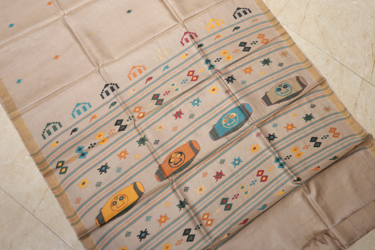 Pure Tussar Silk Saree with Woven Pallu