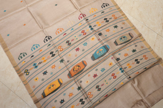 Pure Tussar Silk Saree with Woven Pallu