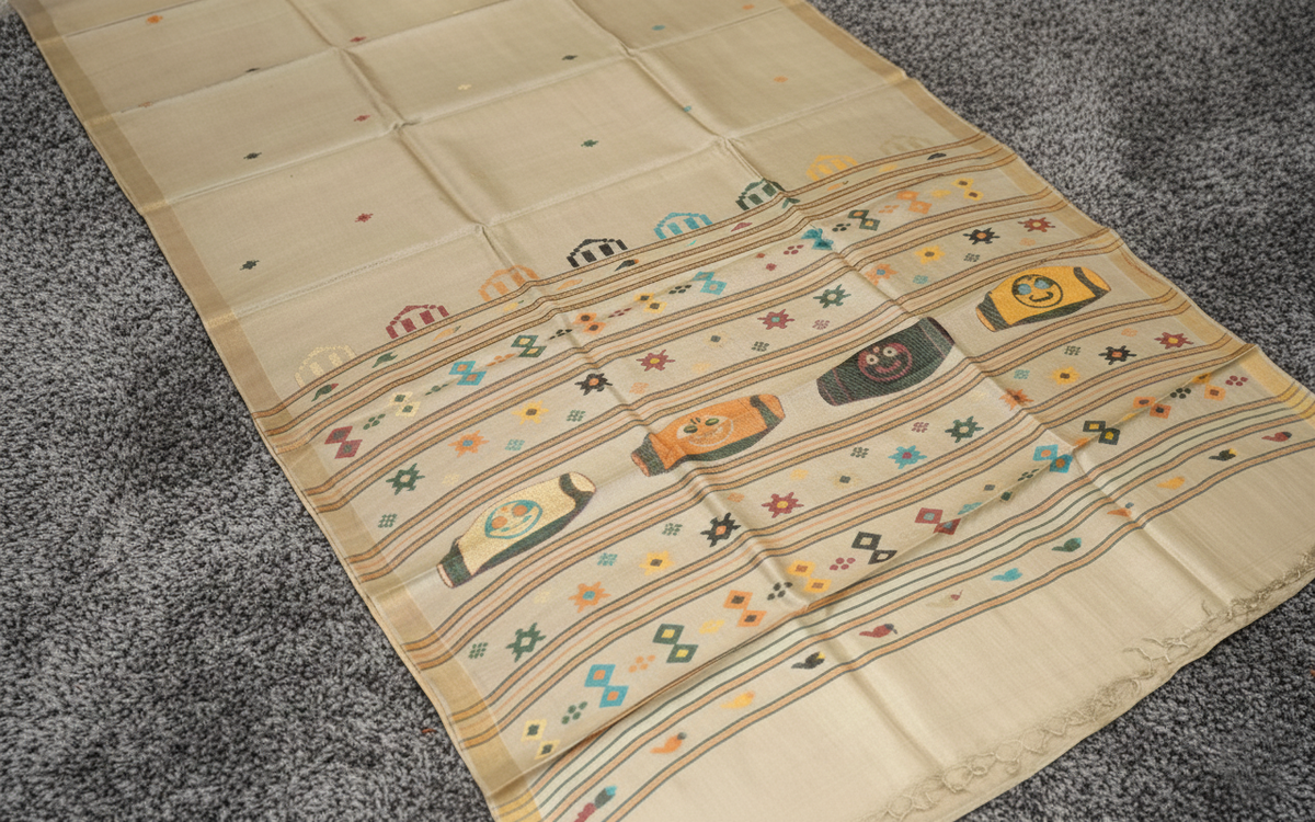 Pure Tussar Silk Saree with Woven Pallu