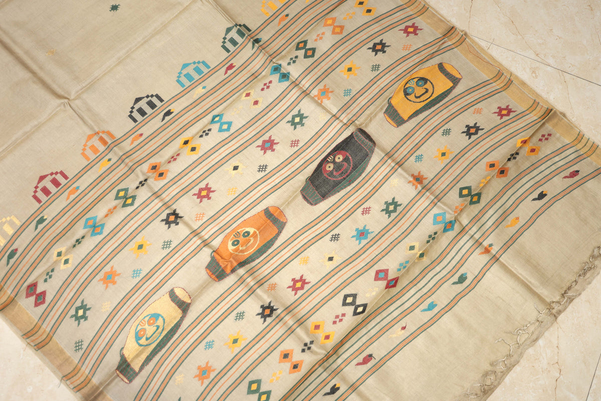 Pure Tussar Silk Saree with Woven Pallu