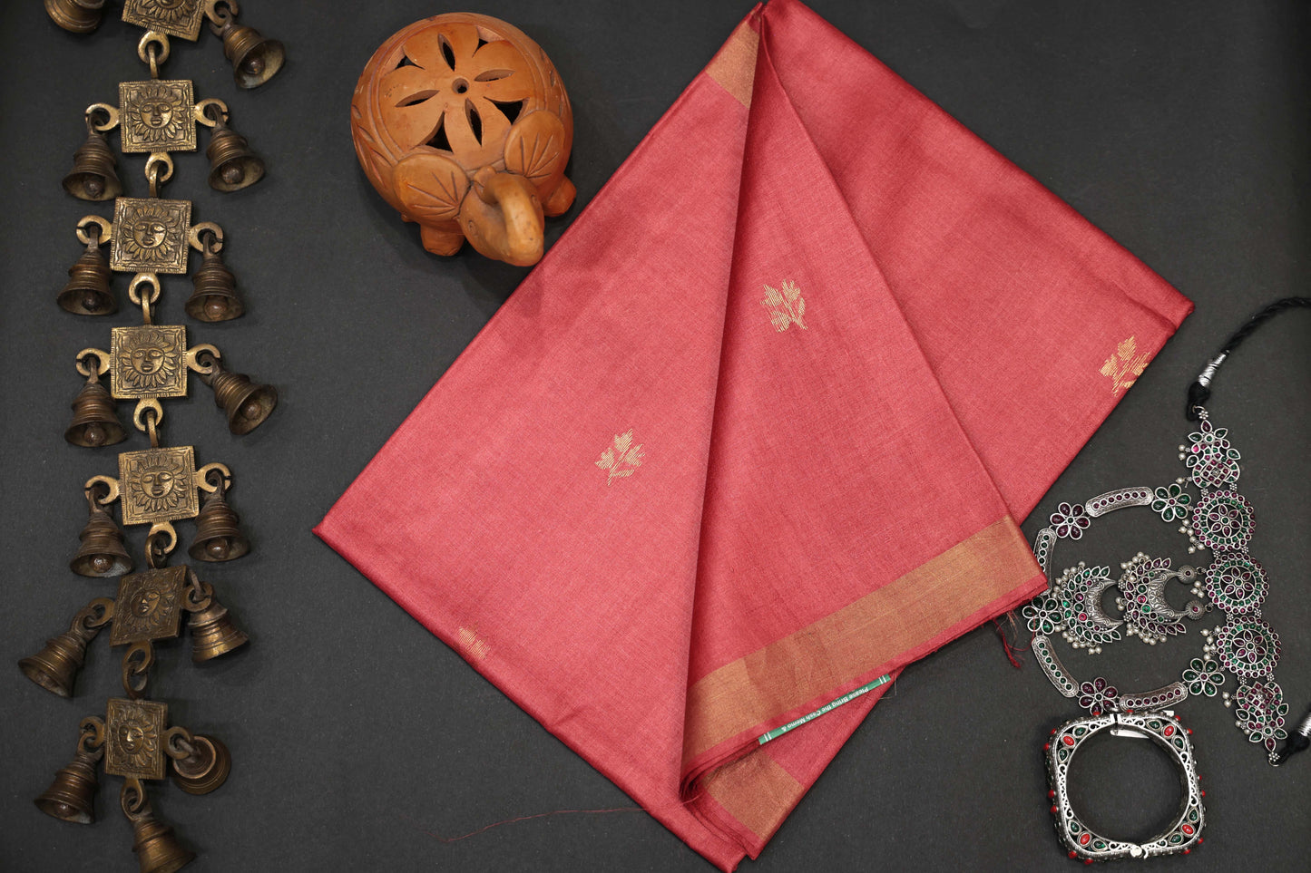 Pure Tussar Silk Saree with Leaf Motifs