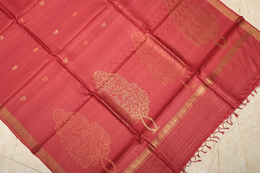 Pure Tussar Silk Saree with Leaf Motifs