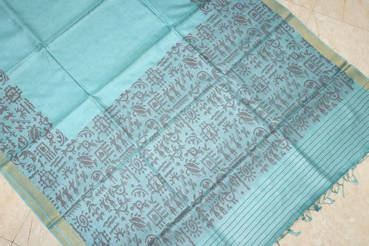 Tussar Silk Saree with Folk Woven Pallu