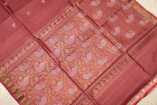 Pure Tussar Silk Saree with Zari–Resham Woven Pallu