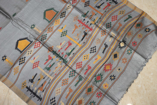 Pure Tussar Silk Saree with Woven Pallu