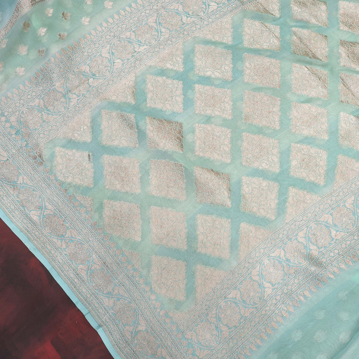 Mint Green Rangkat Georgette Banarasi