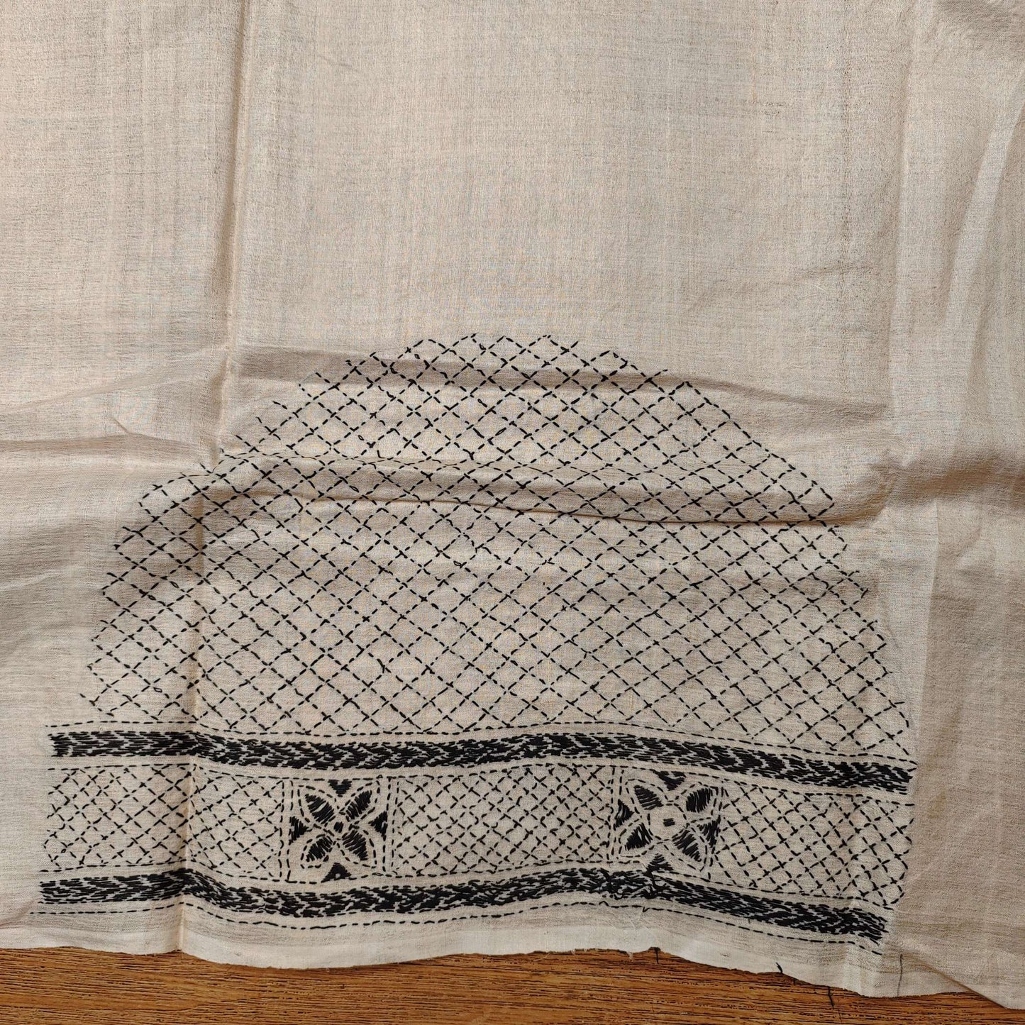 Kantha Stitch on pure Tussar