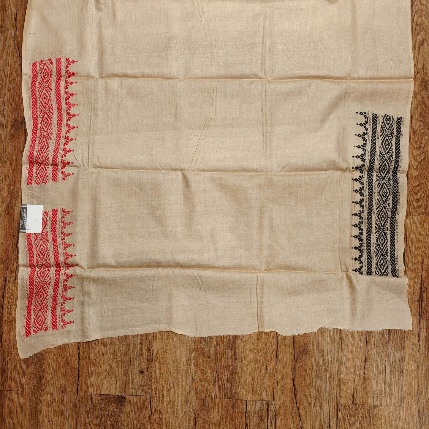 Pure Tassar Silk Saree with Kantha Stitch – Ganga-Jamuna Border