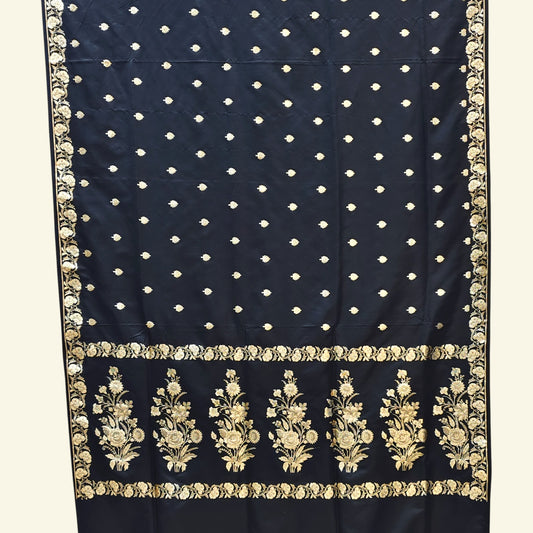 Mashru Banarasi Saree with Zari Booties and Floral Pallu