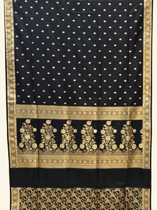 Mashru Banarasi Saree with Zari Booties and Floral Pallu