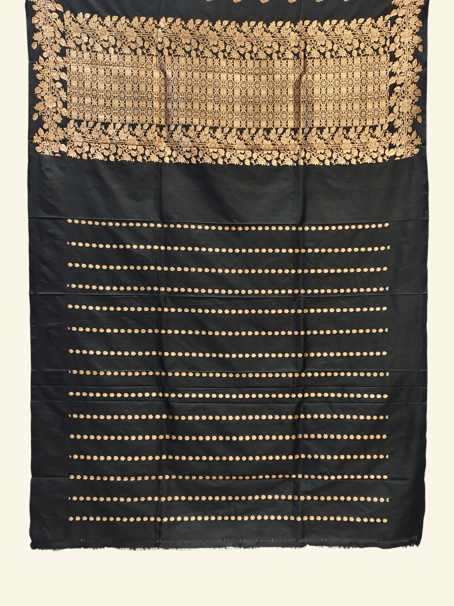 Pure Handwoven Katan Silk Saree with Leaf Motif