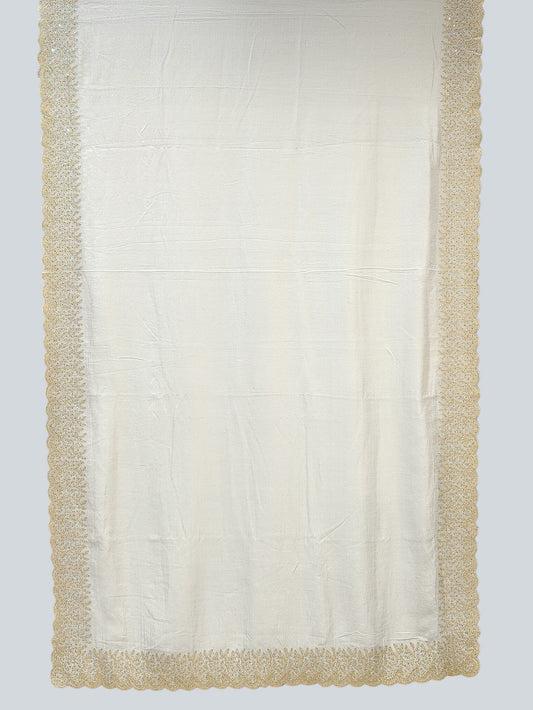 Ivory Elegance Embroidered Bollywood Saree