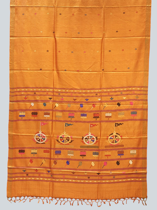 Pure Chhattisgarh Tussar Silk Saree with Multicolour Woven Pallu