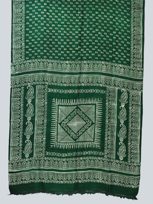 Pure Bishnupuri Silk Monochrome Block Printed Saree