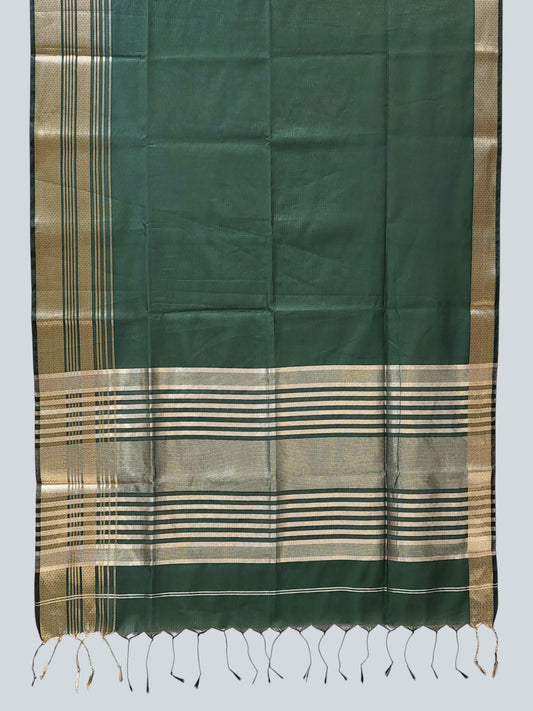 Maheshwari Siko Saree with Zari Woven Borders & Striped Pallu