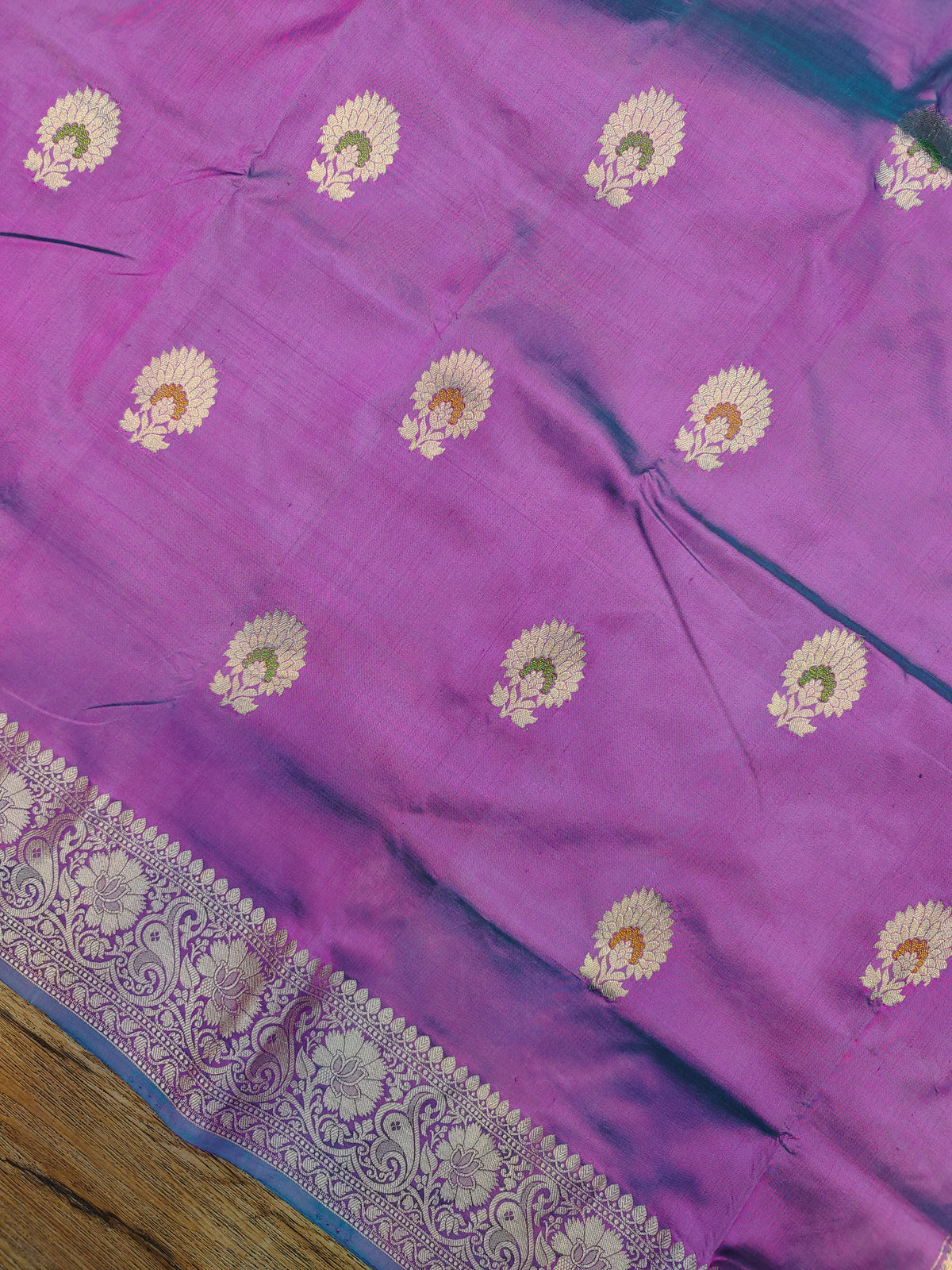 Lavender Purple Kataan Silk Banarasi Saree with Classic Gold Zari Work