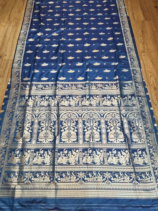 Navy Blue Swarnachari Blend Saree