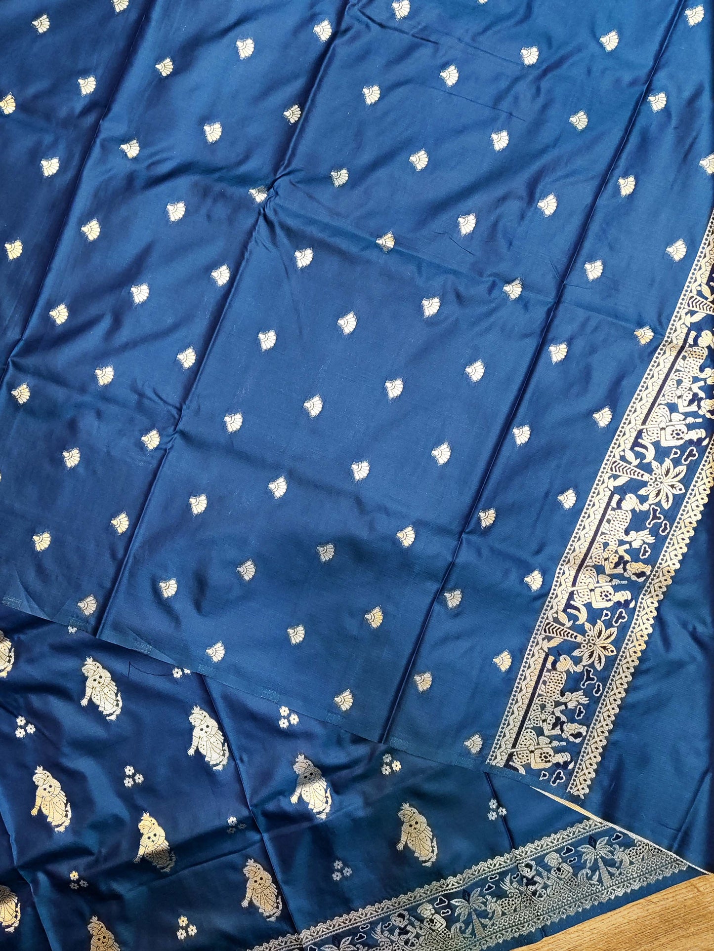 Navy Blue Swarnachari Blend Saree
