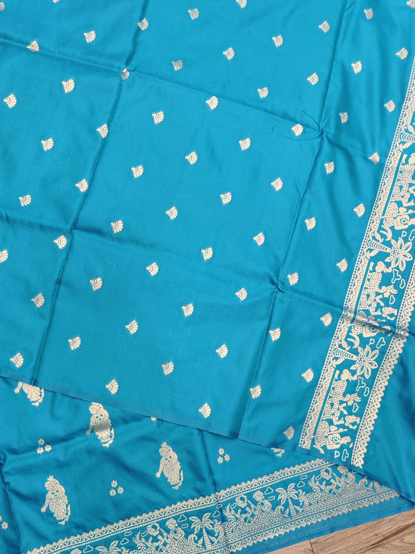 Firoza Blue Swarnachari Blend Saree