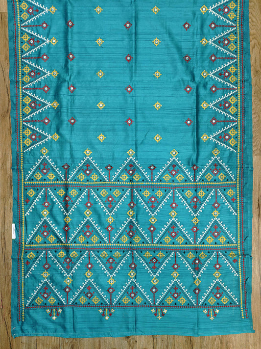 Gujarati Stitch on Blend Tussar Silk