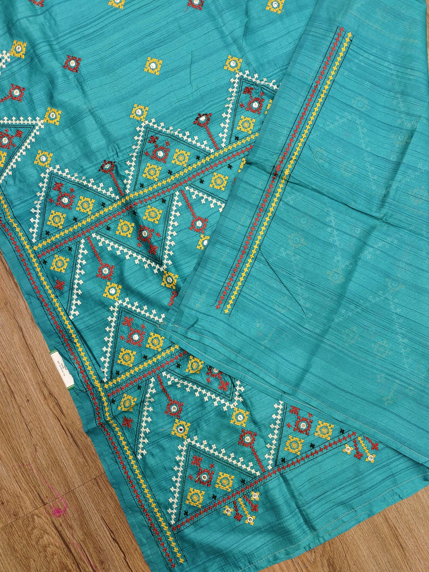 Gujarati Stitch on Blend Tussar Silk