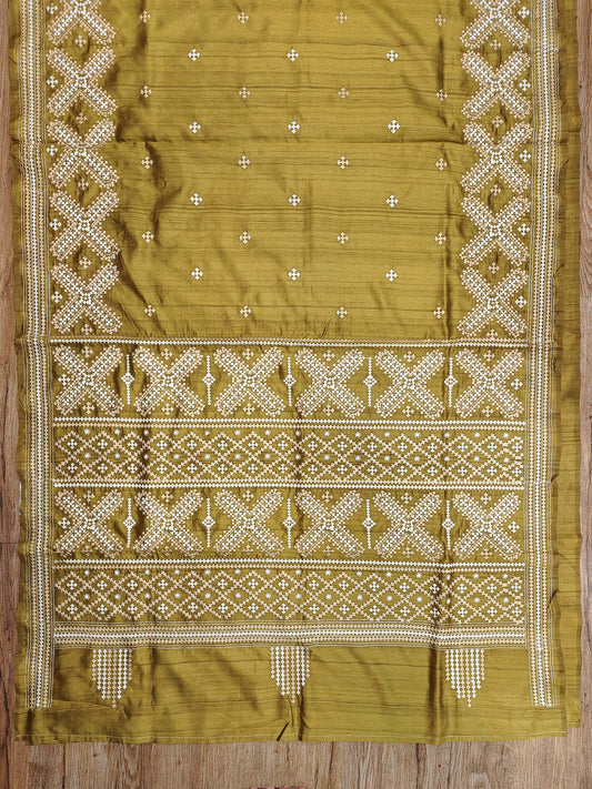 Gujarati Stitch on Blend Tussar Silk