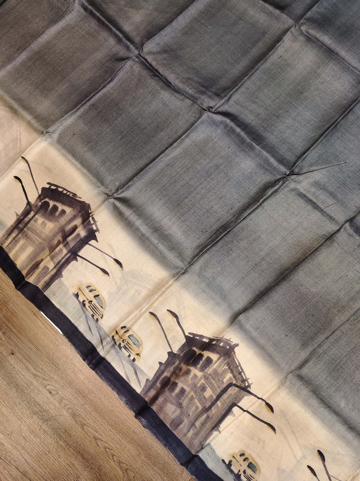 Hand Painted Tussar Silk Saree