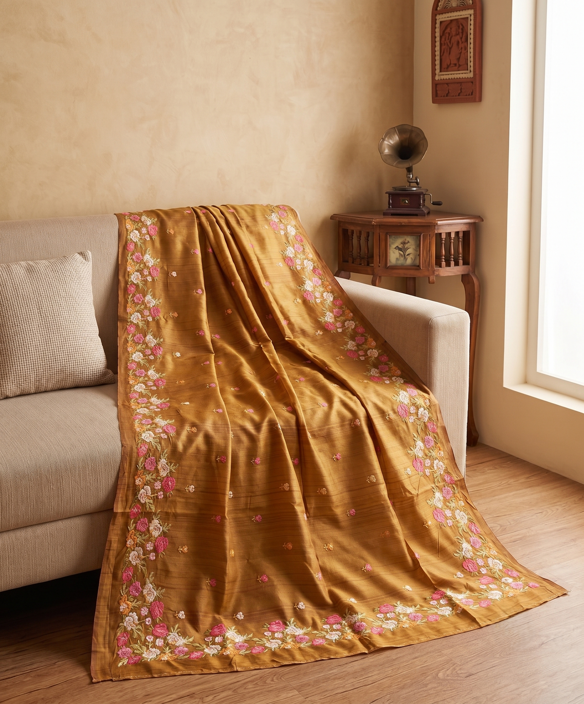 Embroidery on Blend Tussar Silk