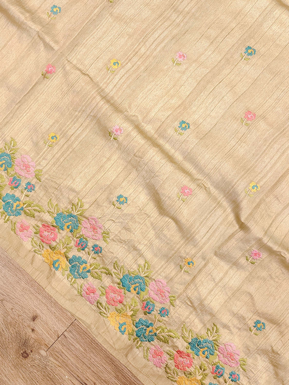Embroidery on Blend Tussar Silk