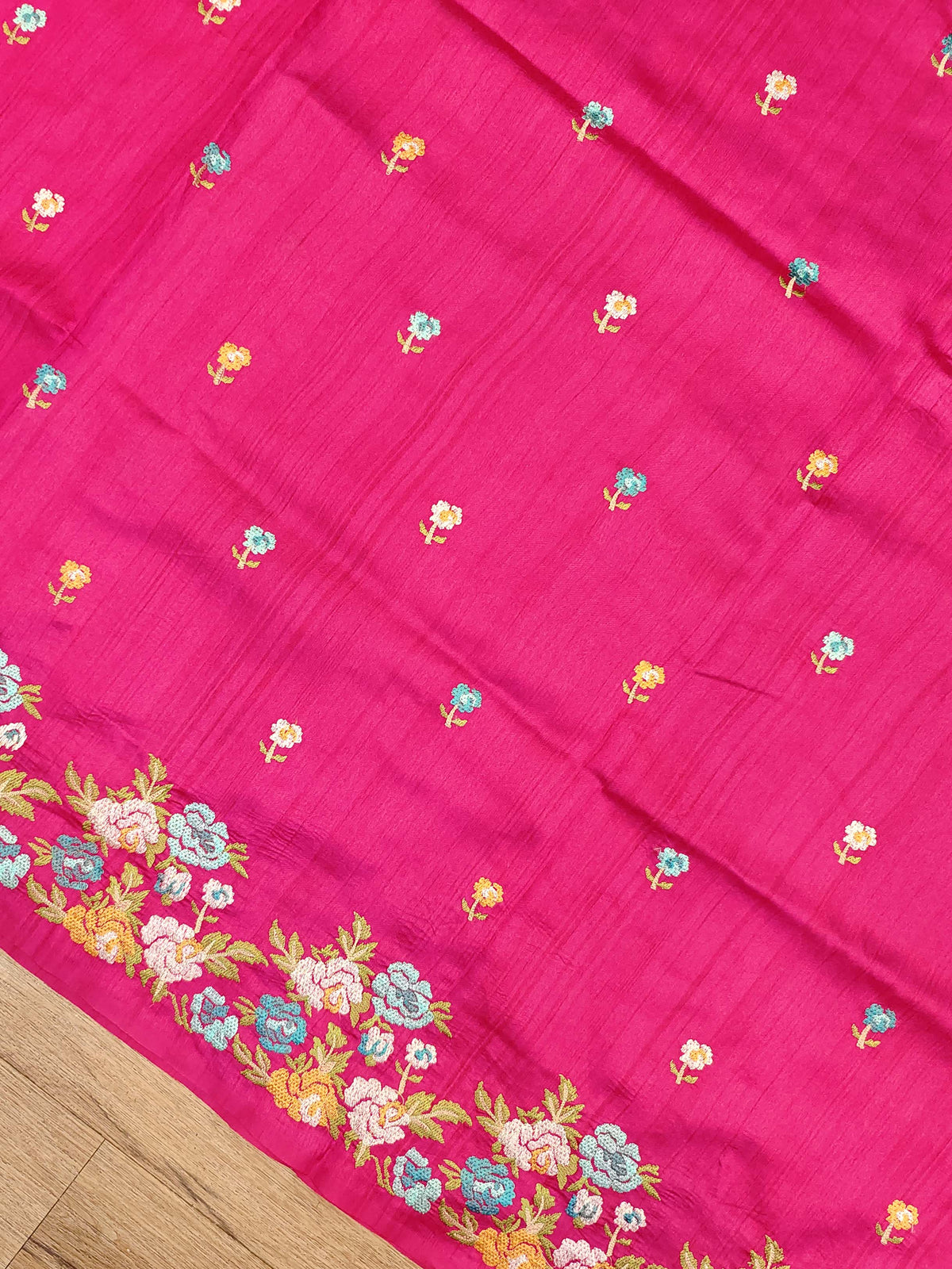 Embroidery on Blend Tussar Silk