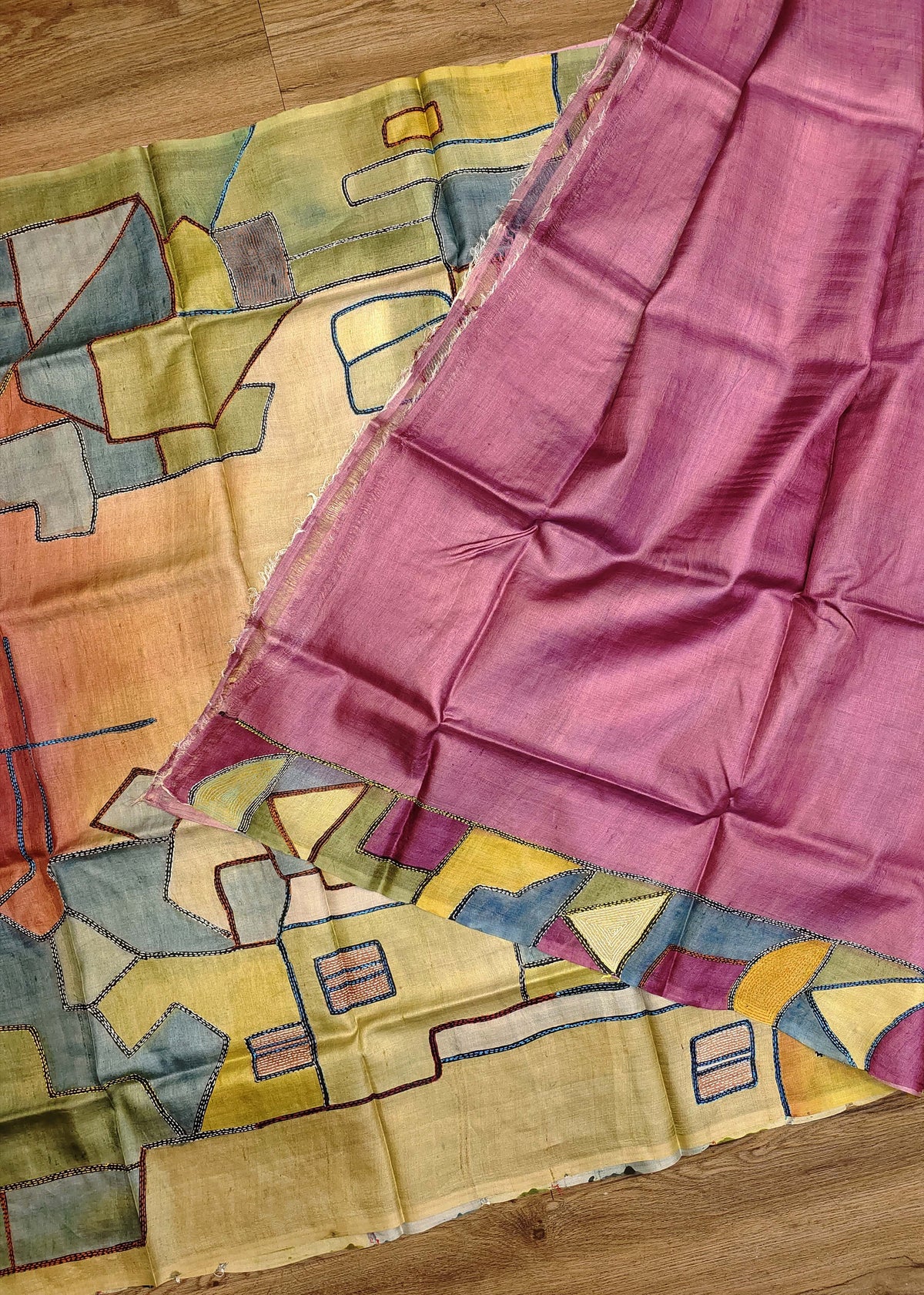 Kantha Chitra Tussar Saree
