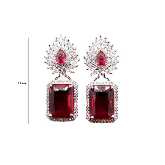 Royal Red Crystal Party Wear Earrings