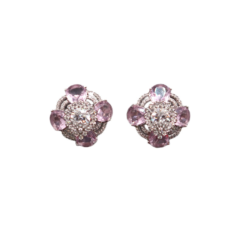 Blush Bloom CZ Crystal Stud Earrings