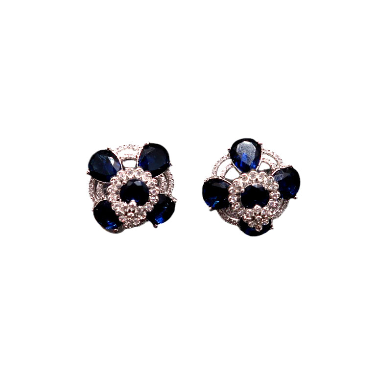 Midnight Blue CZ Crystal Stud Earrings