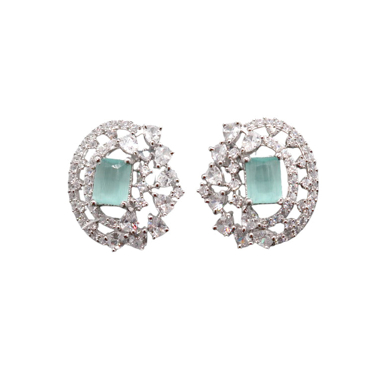 Aqua Mist CZ Crystal Stud Earrings