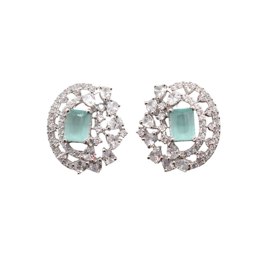 Aqua Mist CZ Crystal Stud Earrings