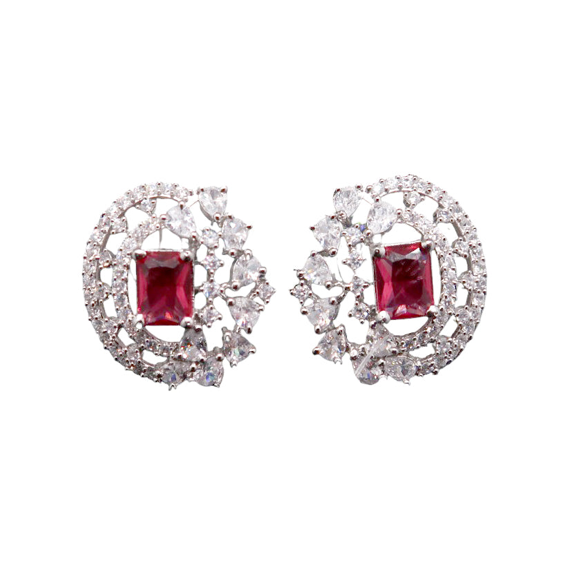 Crimson Radiance Cubic Zircon Statement Studs