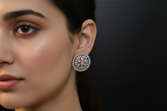 Blush Halo Studs