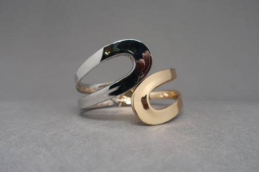 Interlocked Curve Dual Tone Bracelet