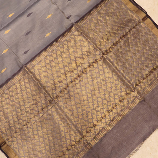 Tussar Silk Saree with Zari Border and Woven Anchal