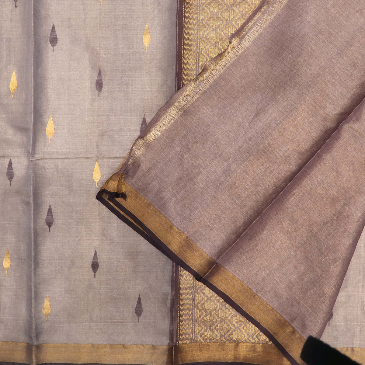 Tussar Silk Saree with Zari Border and Woven Anchal