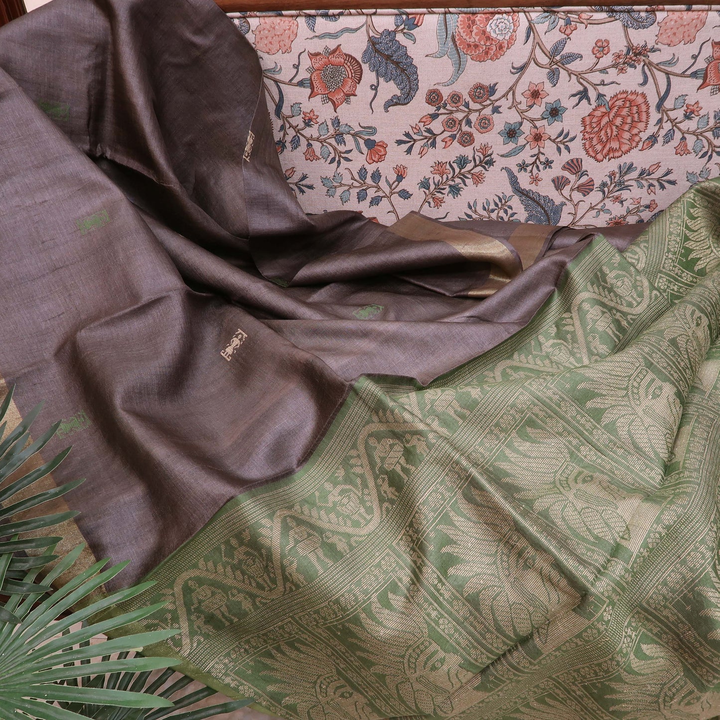 Tussar Silk Saree with Resham Woven Folk Motifs