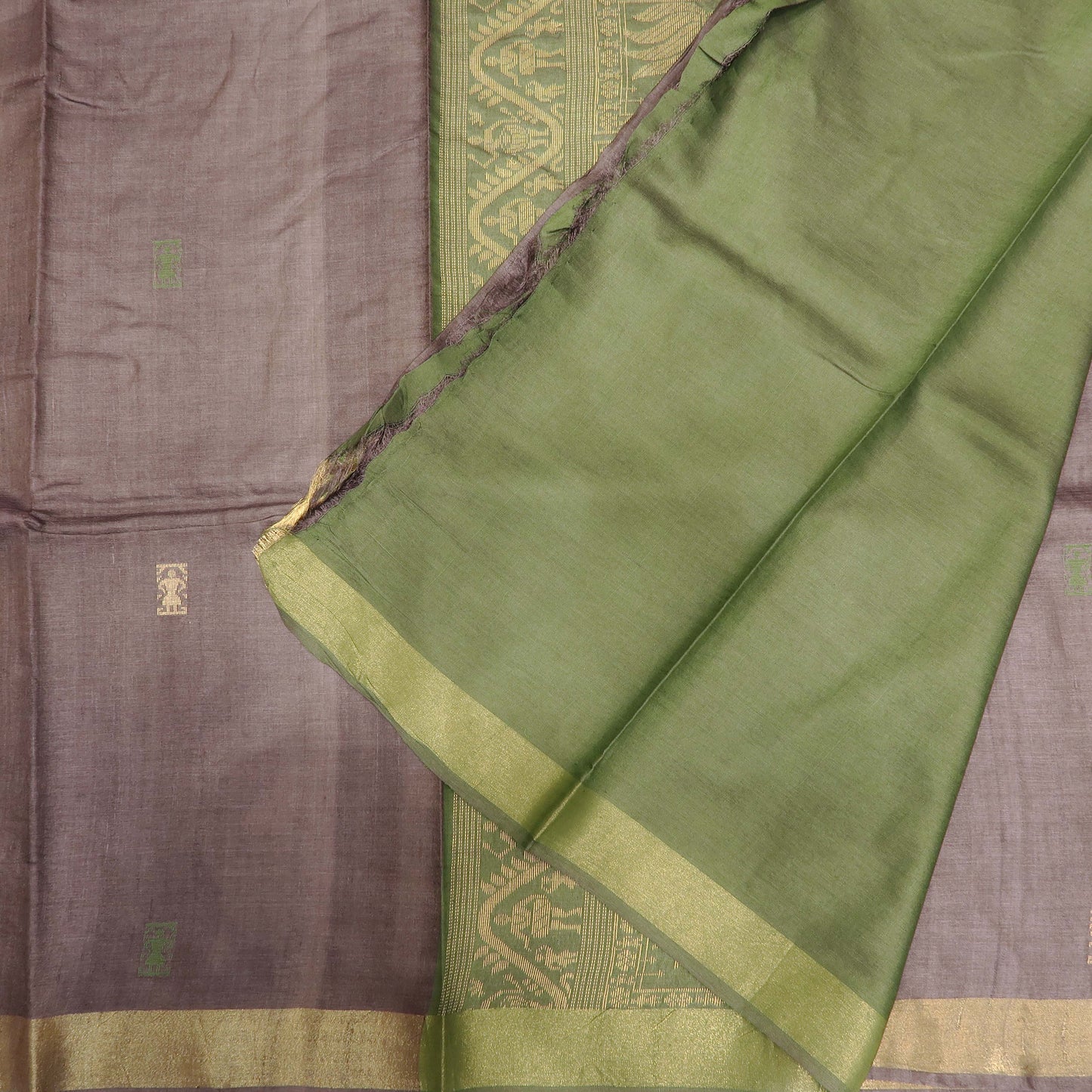 Tussar Silk Saree with Resham Woven Folk Motifs
